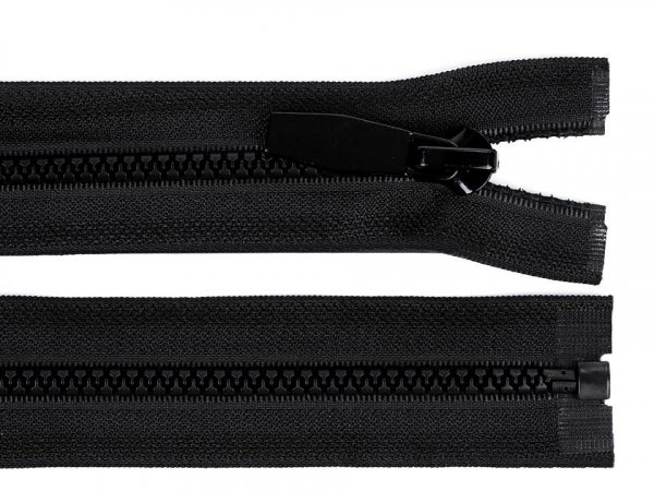 Kostěný zip No 5 délka 80 cm kulaté zoubky, s ozdobným jezdcem