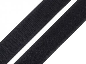 Suchý zip háček + plyš šíře 20 mm bílý, černý PES/PA
