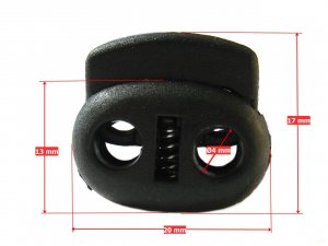 Brzdičky s dvěma dírkami 20x22 mm ČERNÁ