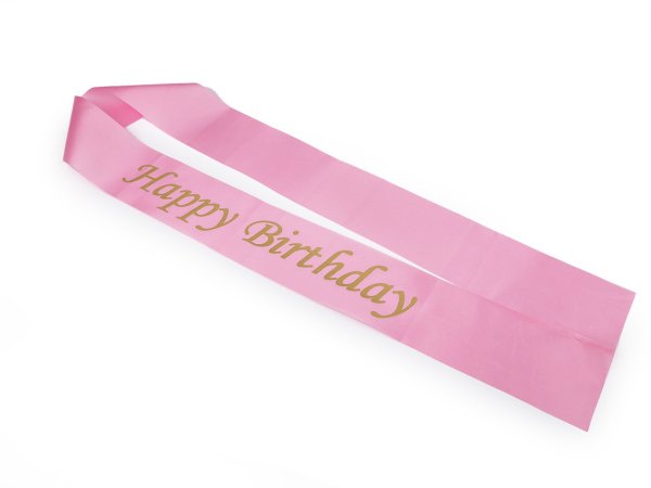 Narozeninová saténová šerpa Happy Birthday šíře 9,5 cm