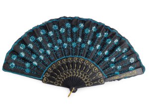 Vějíř textilní vyšívaný s flitry