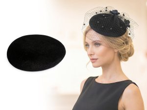 Sametový klobouček / polotovar na výrobu fascinátoru Ø15 cm