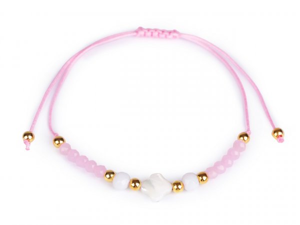 Náramek shamballa s perletí a broušenými korálky