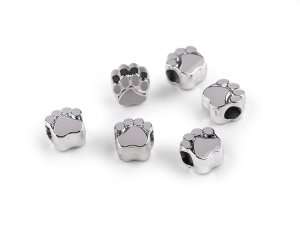 Plastové korálky s velkým průvlekem tlapka 11x11 mm