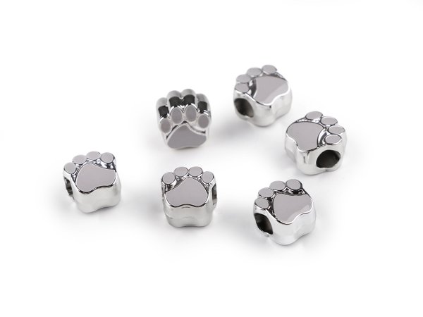 Plastové korálky s velkým průvlekem tlapka 11x11 mm