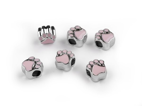 Plastové korálky s velkým průvlekem tlapka 11x11 mm
