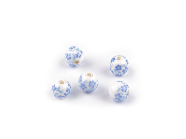 Porcelánové korálky s květy Ø8 mm