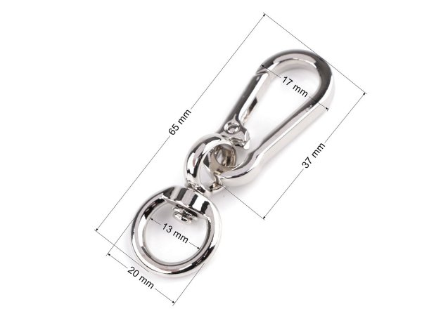 Kovová karabina otočná, průvlek 13 mm