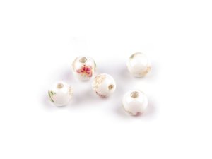 Porcelánové korálky s květy Ø8 mm