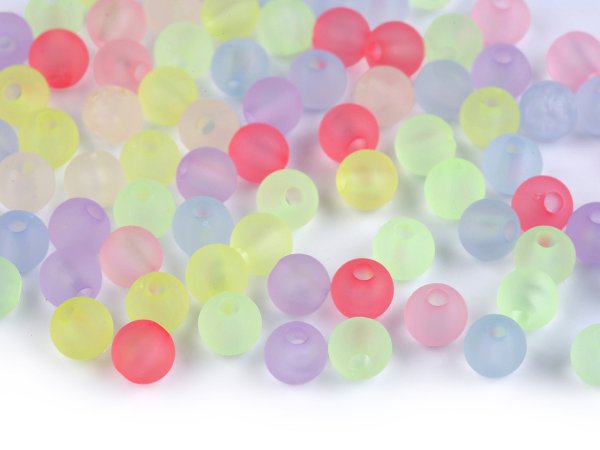 Plastové korálky transparentní matné Ø6 mm