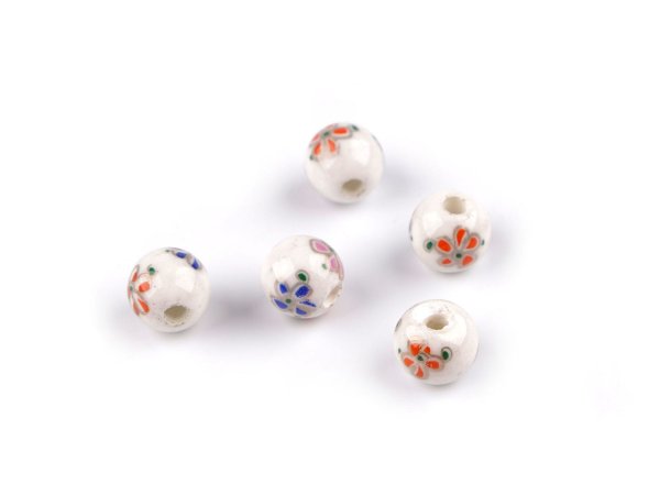 Porcelánové korálky s květy Ø8 mm
