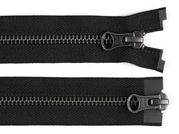 Zip kovový YKK No 5 dělitelný 2 jezdce / dvoucestný 50 cm na kožené bundy