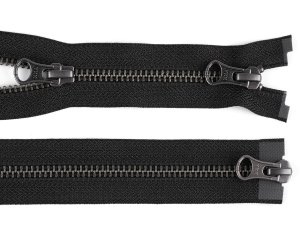 Zip kovový YKK No 5 dělitelný 2 jezdce / dvoucestný 50 cm na kožené bundy