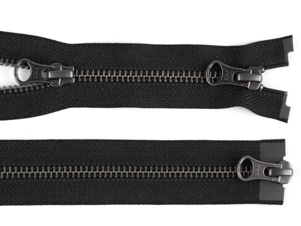 Zip kovový YKK No 5 dělitelný 2 jezdce / dvoucestný 60 cm na kožené bundy