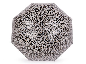 Dámský / dívčí průhledný vystřelovací deštník leopard